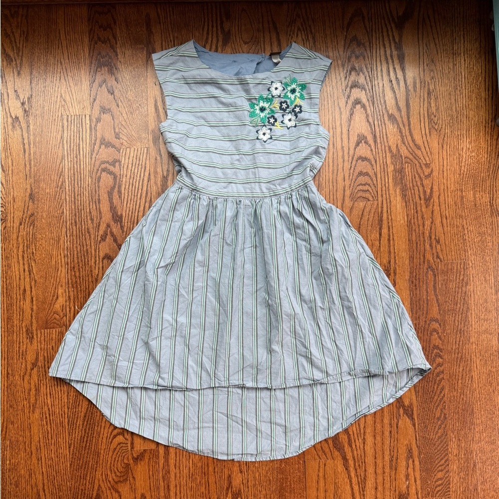 Tea Collection Striped Dress with Flowers Sz 10